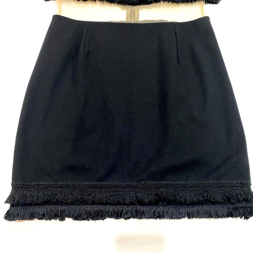 🎉Bailey/44 Dress w/ Sheer Panel w/ Double Fringe @ Hem & Fringe Above Panel SzL - Picture 5 of 10